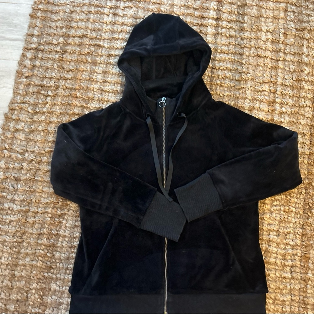 Athleta Plush Fleece Black Jacket with hood -women’s size L